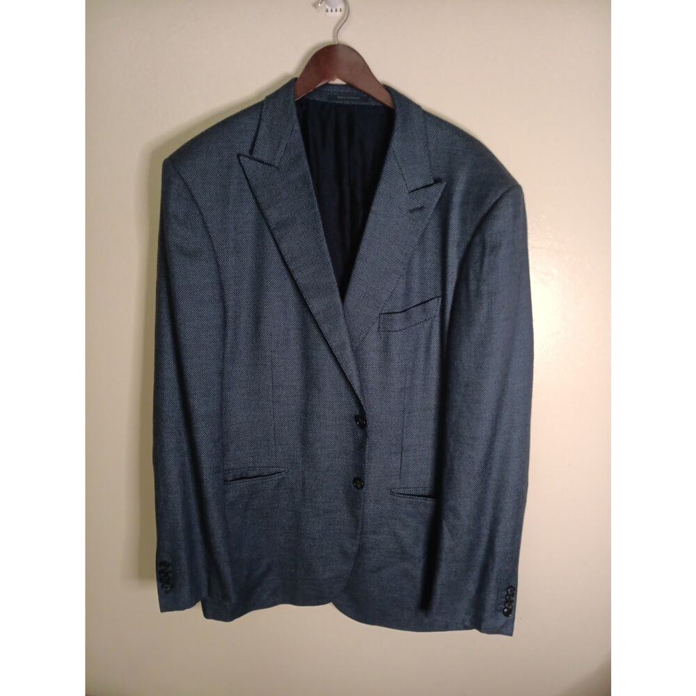 Ermenegildo Zegna Sport Coat Blue Men's EU62L/US 52L Mila Cotton/Cashmere Blend